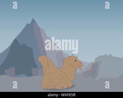 vector illustration of a camel that lies on nature, vector Stock Vector