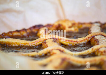 homemade prunes crostata: traditional italian baked pie, rustic version of open fruit tart Stock Photo