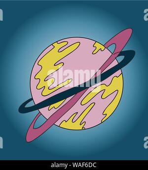 bright unusual planet in outer space, vector Stock Vector