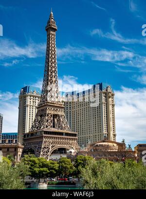 Reconstructed Eiffel Tower, Hotel Paris, Las Vegas Strip, Las Vegas, Nevada, USA Stock Photo