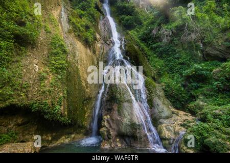 Waterfall Mele Cascades in jungle, Efate, Vanuatu Stock Photo