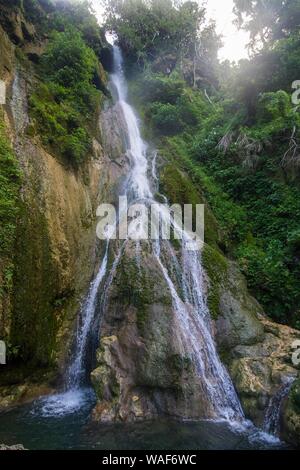 Waterfall Mele Cascades in jungle, Efate, Vanuatu Stock Photo