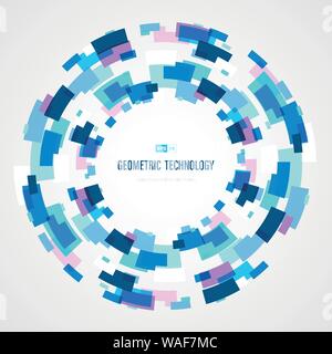 Abstract blue technology square circle color of futuristic background. Use for poster, element, artwork, template. illustration vector eps10 Stock Vector