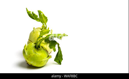 Fresh Kohlrabi vegetable isolated on white background Stock Photo