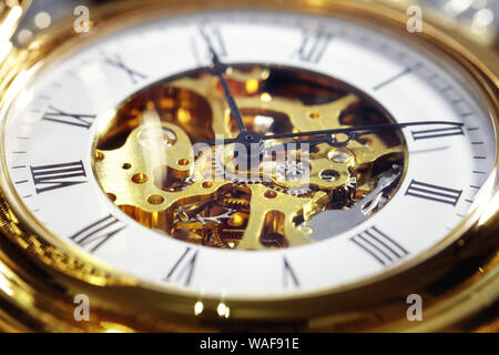 Gold vintage pocket watch close up concept for time Stock Photo