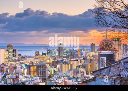 Kobe, Hyogo, Japan cityscape from historic Kitano district at dusk. Stock Photo