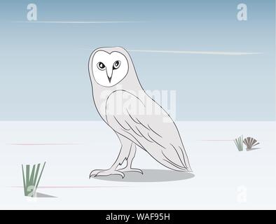 an owl stands in the nature, vector Stock Vector