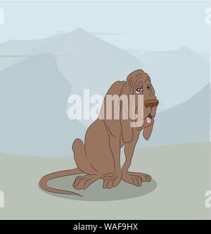 dog sitting outdoors, vector, dog sitting, outdoors, vector Stock Vector