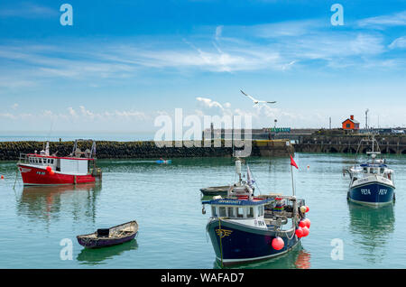 Fishing boats at Folkestone Harbour, Kent, England Stock Photo