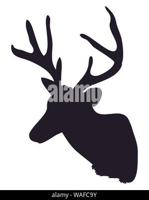 vector illustration deer portrait drawing silhouette, vector, white background Stock Vector