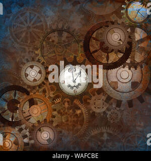 Fully Decorated Steampunk Gears Background Stock Photo