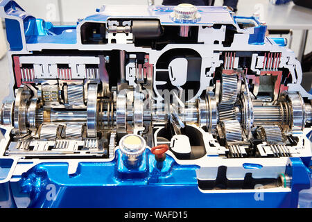 Automatic transmission in the section at the exhibition Stock Photo