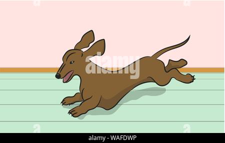 dog dachshund running, vector, house Stock Vector