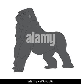 vector illustration of a gorilla, drawing color, vector, white background Stock Vector