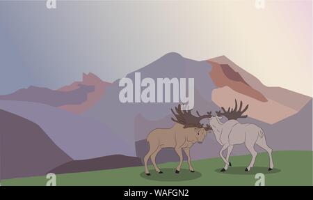 a strong deers running in the mountains, vector Stock Vector