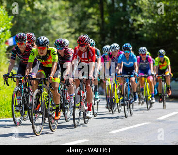 Bosdarros, France - July 19, 2019: The feminine peloton riding in Bosdarros during La Course by Le Tour de France 2019 Stock Photo