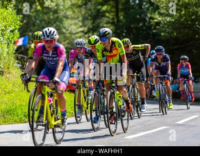 Bosdarros, France - July 19, 2019: The feminine peloton riding in Bosdarros during La Course by Le Tour de France 2019 Stock Photo