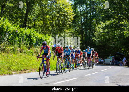 Bosdarros, France - July 19, 2019: The feminine peloton riding in Bosdarros during La Course by Le Tour de France 2019 Stock Photo