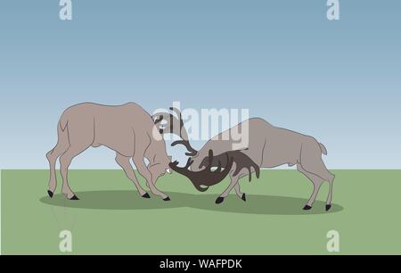 a strong deers running in the mountains, vector Stock Vector