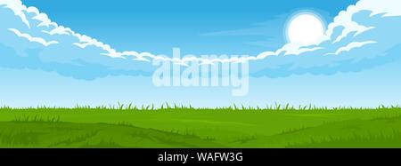 Summer landscape with fields and green hills Stock Vector