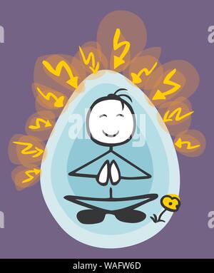 Usual stick-man meditating aura yellow flash attack colored by jziprian Stock Vector