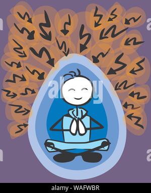 Usual stick-man leisure wear meditating aura plenty flash attack colored by jziprian Stock Vector