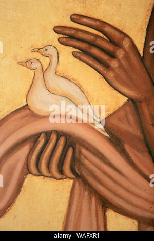 Details. Saint Joseph. Doves of Peace. Sisters of Nazareth Convent. Stock Photo