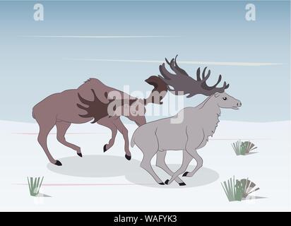 a strong deers running in the mountains, vector Stock Vector