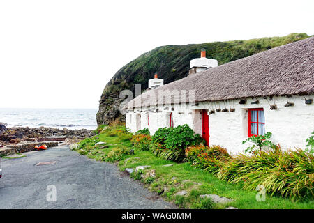 Fishermen's cottages at Niabyl, Isle of Man Stock Photo