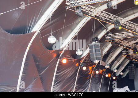 Music festival sound system heahy speaker with ambiance light Stock Photo