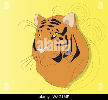 vector illustration portrait of a tiger on a background, vector Stock Vector