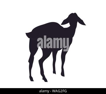 vector illustration of a goat that stands, drawing silhouette, vector, white background Stock Vector