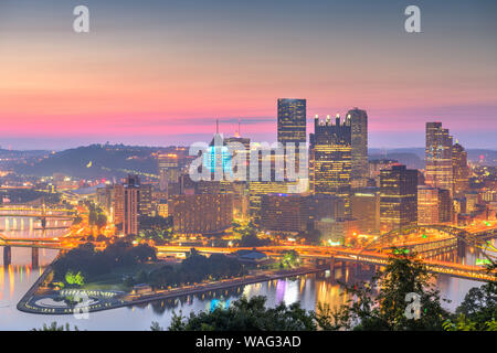 Pittsburgh, Pennsylvania, USA skyline on the river. Stock Photo