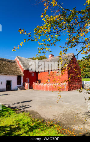 The thatched Kennixton farmhouse from 1610 at St Fagans National Museum of Welsh History, Cardiff, Wales, UK
