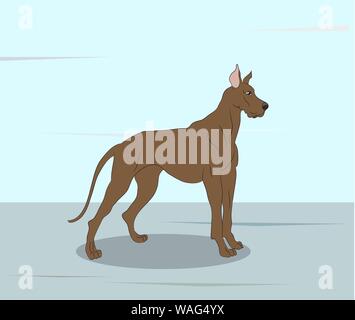 vector illustration dog standing on nature, color, vector, outdoors Stock Vector