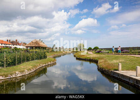 20 June 2019: Great Yarmouth, Norfolk, UK - Part of the Venetian Waterways and Boating Lake, Great Yarmouth. Dating from 1928, the park has been resto Stock Photo