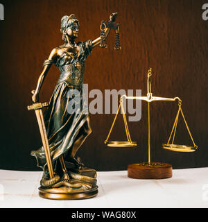 Law offices of lawyers legal statue Greek blind goddess Themis bronze