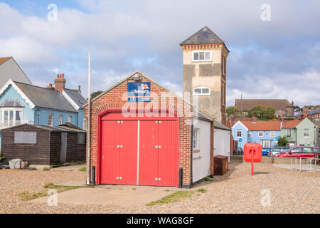 The old RNLI Lifeboat Station at the seaside town of Aldeburgh on the East Suffolk coast, England, UK Stock Photo