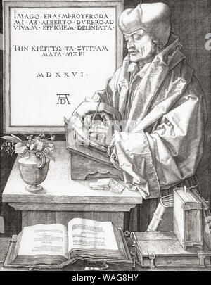 Desiderius Erasmus Roterodamus, 1466 - 1536, aka Erasmus of Rotterdam.  Dutch Renaissance humanist, Catholic priest & theologian. Stock Photo