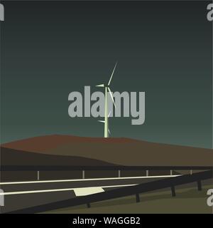 vector illustration of a landscape road, countryside, vector, evening Stock Vector