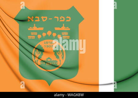 3D Flag of Kfar Saba, Israel. 3D Illustration. Stock Photo