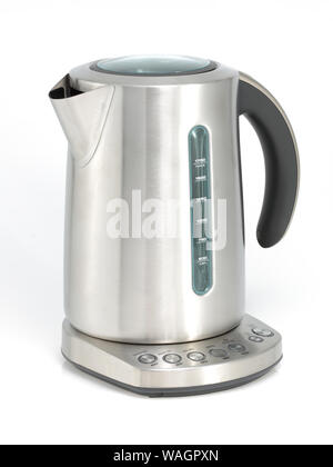 A stainless steel kettle isolated on white with clipping path Stock Photo