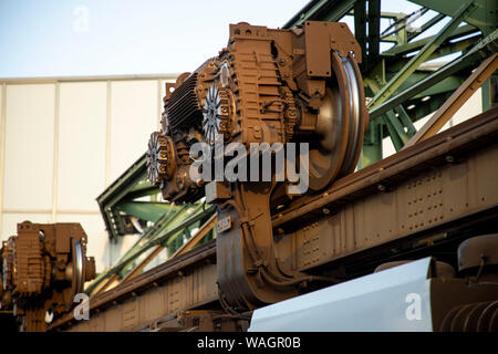 The Wuppertal suspension railway, train of the latest generation 15, Wuppertal, Germany, engine, Stock Photo