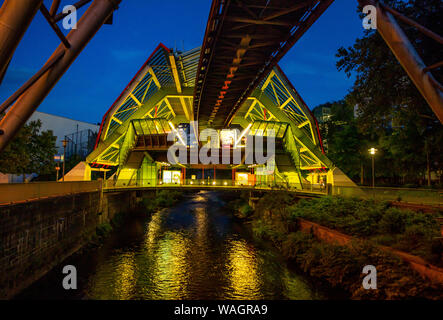 The Wuppertal suspension railway, train of the latest generation 15, Wuppertal, Germany, Kluse station, Stock Photo