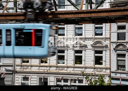 The Wuppertal suspension railway, train of the latest generation 15, Wuppertal, Germany, Stock Photo