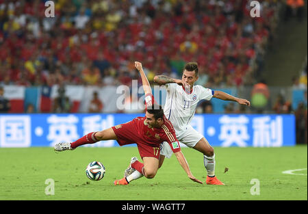 Rio de Janeiro, June 18, 2014. Soccer player Vargas, during the match, Spain vs Chile, for the 2014 World Cup at the Maracanã Stadium in Rio de Janeir Stock Photo