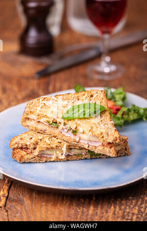 closeup of a french croque monsieur Stock Photo