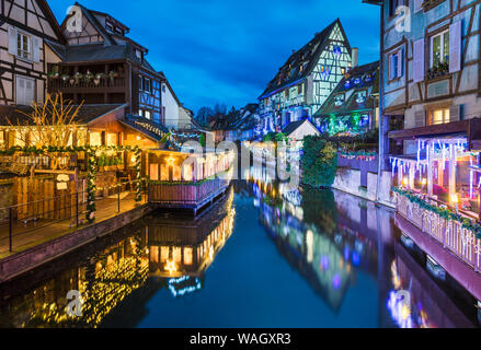 Old town of Colmar with Christmas decorations, Alsace, France Stock Photo