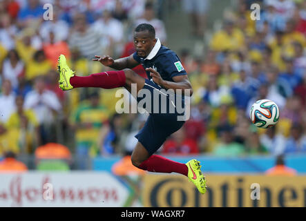 Rio de Janeiro, July 4, 2014. French footballer Evra, during the match between France and Germany, for the 2014 World Cup at the Maracanã Stadium in R Stock Photo