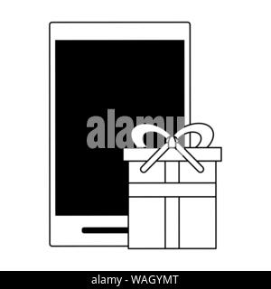 delivery commerce online sales cartoon in black and white Stock Vector